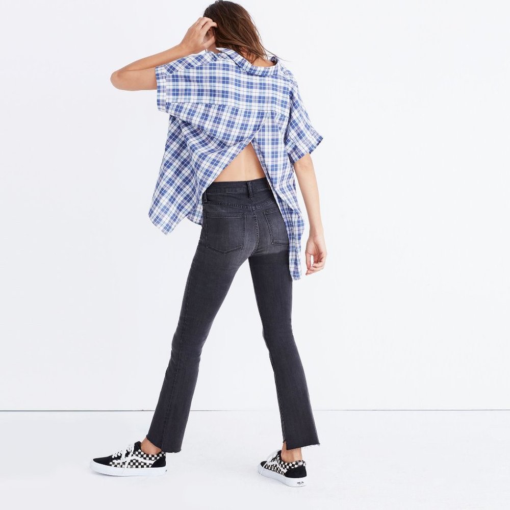 New MADEWELL Linus Plaid Central Open-Back Shirt M - Picture 3 of 11